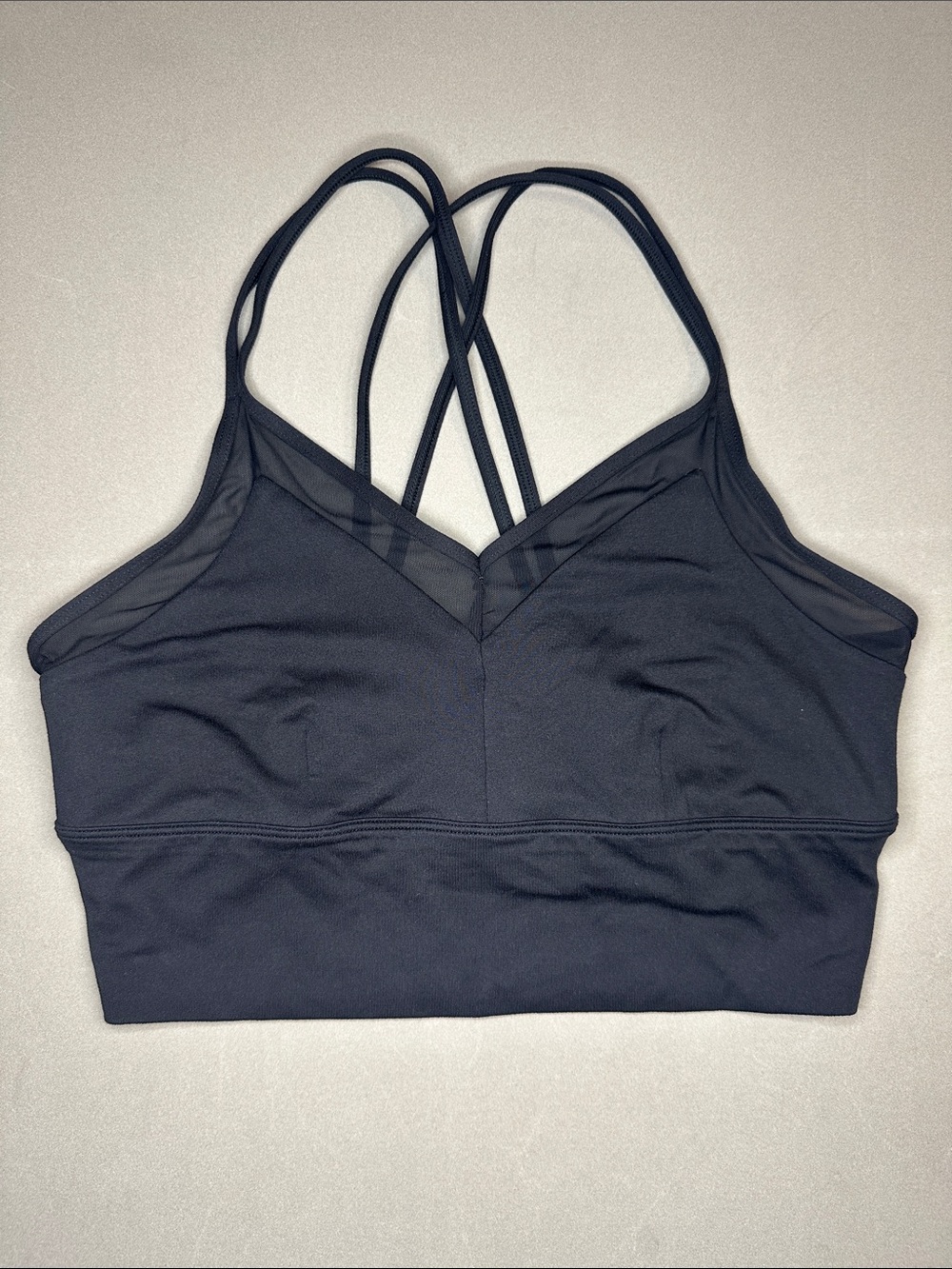 ALO Yoga Bra Black Strappy V-Neck mesh Bralette - L